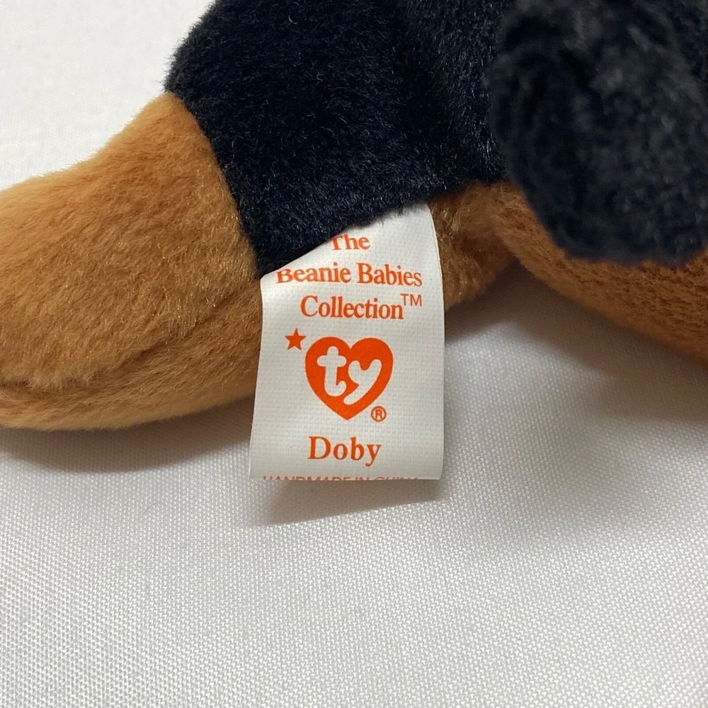 Ty Beanie Babies Doby 4110 Doberman Dog 1996 Retired PVC Pellets Rare Vtg Plush